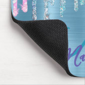 シックなピンクのアクアユニコーン滴下グリッターモノグラム マウスパッド (コーナー)