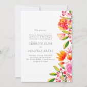 シックなピンクのオレンジ色の水の色のフォーマルフローラ結婚ズ 招待状 (正面)