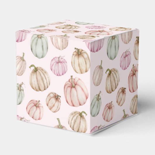 シックなピンクのカボチャの女の子の赤ちゃんシャワー フェイバーボックス (裏面サイド)