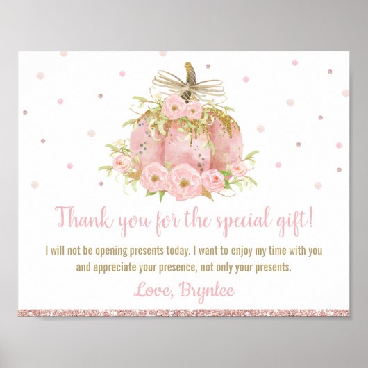 シックなピンクのカボチャ誕生日がギフトを開かない ポスター (正面)