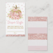 シックなピンクのカボチャ赤ちゃんシャワーガールおむつラッフル エンクロージャーカード (正面/裏面)