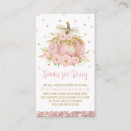 シックなピンクのカボチャ赤ちゃんシャワー女の子が本を持ってくる エンクロージャーカード