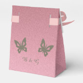 シックなピンクのグラマラスなグリッター&グリーン結婚リーズ フェイバーボックス (裏面サイド)