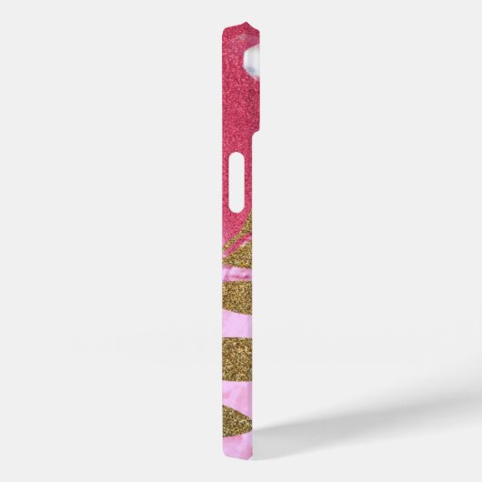シックなピンクのグラムきらめくグリッターと離れ金ゴールド Case-Mate iPhoneケース (裏面 / 右)