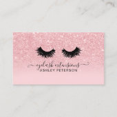 シックなピンクのグリッターがキラキラグラデーションッガーリークの睫毛 名刺 (正面)