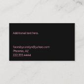 シックなピンクのグリッターとリップの名刺 名刺 (裏面)