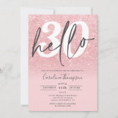 シックなピンクのグリッターグラデーショングラデーション写真こんにちは30 招待状 (正面)