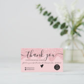 シックなピンクのグリッタードリップ赤面感謝してい注文あなた 名刺 (スタンド正面)