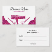 シックなピンクのグリッターヘアドライヤーヘアドライザーヘアドライヤー 予約カード (正面/裏面)