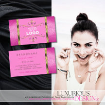 シックなピンクのグリッター縁ど金ゴールド装飾品（ロゴ付き）