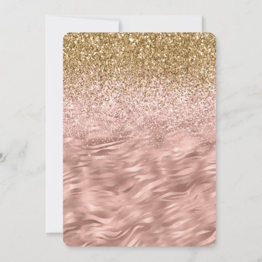 シックなピンクのグリッツゼブラプリント赤ちゃんシャワー 招待状 (裏面)