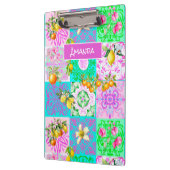 シックなピンクのシチリアのシトラスのコラージュフローラタイル クリップボード (左)