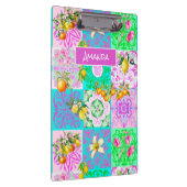 シックなピンクのシチリアのシトラスのコラージュフローラタイル クリップボード (右)