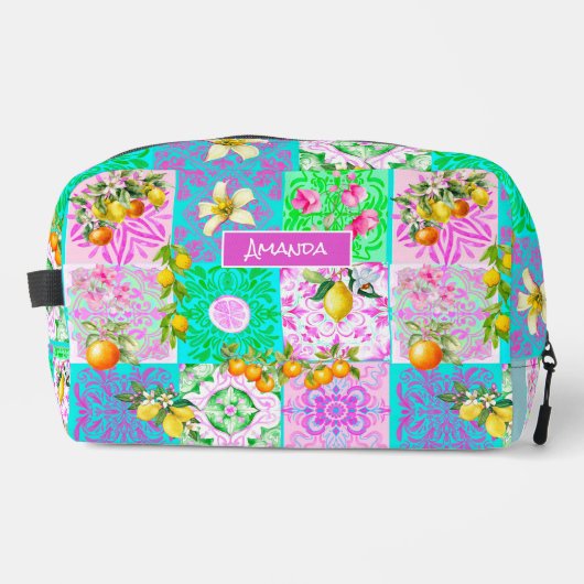 シックなピンクのシチリアのシトラスのコラージュフローラタイル ドップキット (正面)