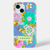 シックなピンクのシチリアのシトラスのコラージュフローラタイル Case-Mate iPhoneケース (裏面)