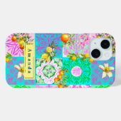 シックなピンクのシチリアのシトラスのコラージュフローラタイル Case-Mate iPhoneケース (裏面 (横))