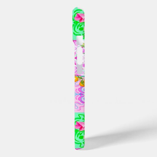 シックなピンクのシチリアのシトラスのコラージュフローラタイル Case-Mate iPhoneケース (裏面 / 左)