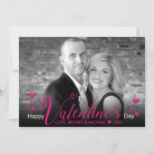 シックなピンクのスクリプトハートモダン白黒写真 (正面)