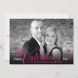 シックなピンクのスクリプトハートモダン白黒写真