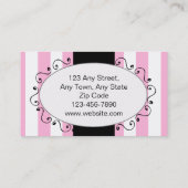 シックなピンクのストライプのカップケーキのベーカリーの名刺 名刺 (裏面)