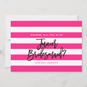 シックなピンクのストライプは私のジュニアの花嫁のメイドになる 招待状 (正面)