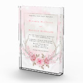 シックなピンクのセージ牡丹の鹿の〔雄ジカの〕枝角結婚式の招待 フォトブロック (右)