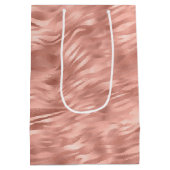 シックなピンクのゼブラストライプ ミディアムペーパーバッグ (裏面)