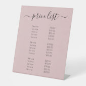 シックなピンクのネイルサロンプロフェッショナル価格リストメニュー 台座サイン (正面)