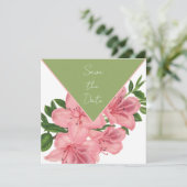 シックなピンクのハイビスカスが日付を保存 セーブザデート (スタンド正面)