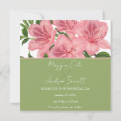 シックなピンクのハイビスカスが日付を保存 セーブザデート (裏面)