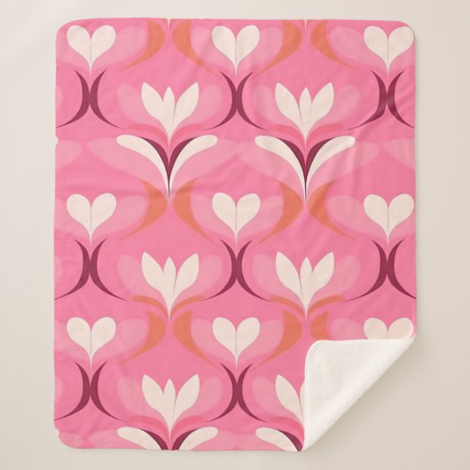 シックなピンクのハートオギー シェルパブランケット (正面)