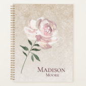 シックなピンクのバラの名パーソナライズされた前 プランナー手帳 (正面)