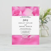 シックなピンクのバラの花の植物性フローラ結婚のイン 招待状 (スタンド正面)