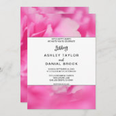 シックなピンクのバラの花の植物性フローラ結婚のイン 招待状 (正面/裏面)