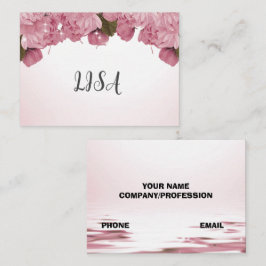 シックなピンクのバラ 名刺