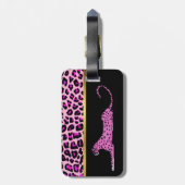 シックなピンクのヒョウ柄のラゲッジタグ ラゲッジタグ (裏面縦)