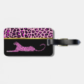 シックなピンクのヒョウ柄のラゲッジタグ ラゲッジタグ (裏面横)
