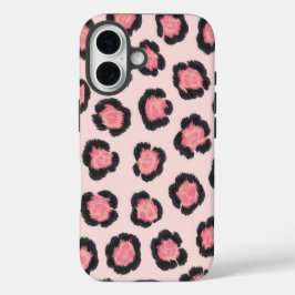 シックなピンクのヒョウ柄 iPhone 16ケース