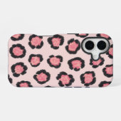 シックなピンクのヒョウ柄 iPhone 16ケース (裏面横)