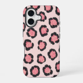 シックなピンクのヒョウ柄 iPhone 16ケース