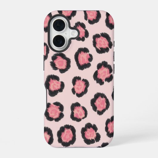シックなピンクのヒョウ柄 iPhone 16ケース (裏面)