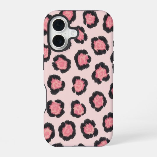 シックなピンクのヒョウ柄 iPhone 16ケース (裏面)