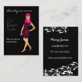 シックなピンクのファッションブティック 名刺 (正面/裏面)