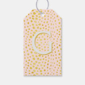 シックなピンクのフェイク金ゴールドグリッターチータープリントモノグラム ギフトタグ (正面)