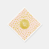 シックなピンクのフェイク金ゴールドグリッターチータープリントモノグラム スタンダードカクテルナプキン (角)