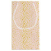 シックなピンクのフェイク金ゴールドグリッターチータープリントモノグラム スモールペーパーバッグ (裏面)