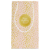 シックなピンクのフェイク金ゴールドグリッターチータープリントモノグラム スモールペーパーバッグ (正面)