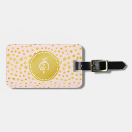 シックなピンクのフェイク金ゴールドグリッターチータープリントモノグラム ラゲッジタグ