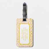 シックなピンクのフェイク金ゴールドグリッターチータープリントモノグラム ラゲッジタグ (裏面縦)