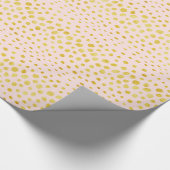 シックなピンクのフェイク金ゴールドグリッターチータープリントモノグラム ラッピングペーパー (角)